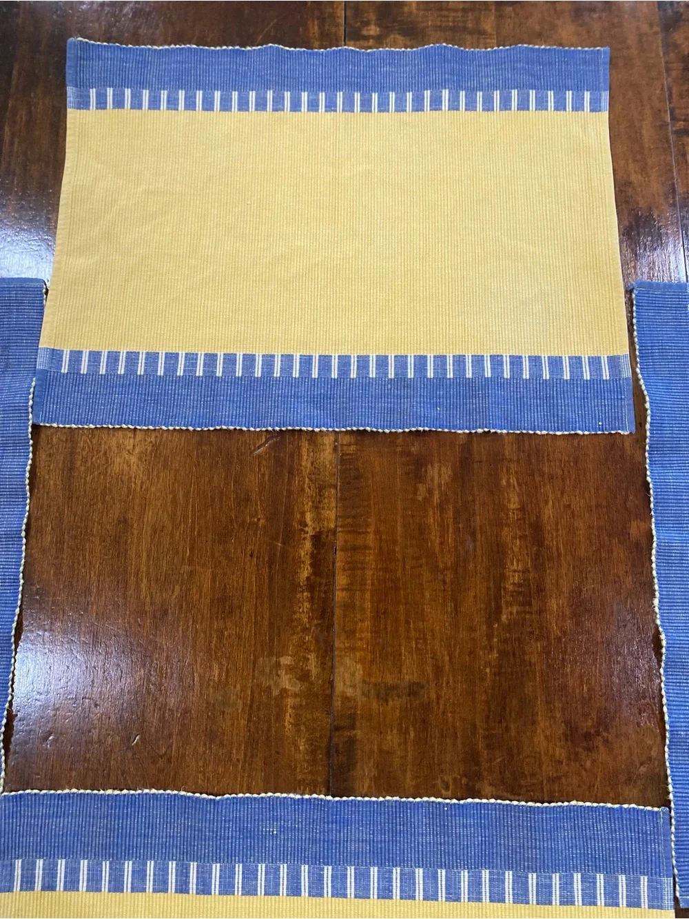 Pier 1 Imports Set of 4 Placemats Palermo Stripe Yellow Blue Cottagecore READ